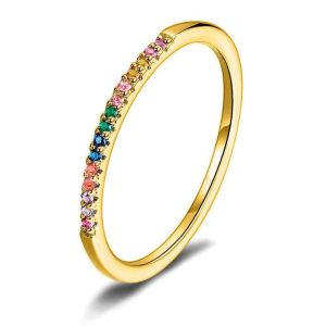 Anillo Medio Riviere Light Rainbow – Oro 18K